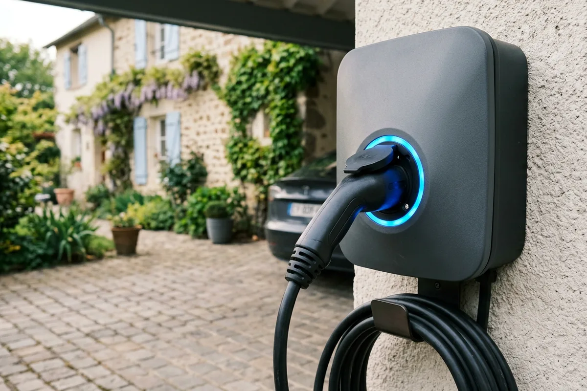 Équipement moderne de Wallbox sécurisée pour voiture électrique à La Devise Équipement moderne de Wallbox sécurisée pour voiture électrique à La Devise