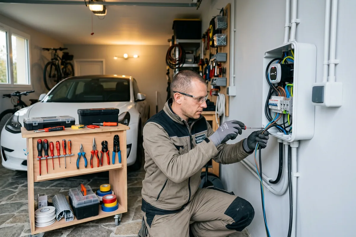 Installation borne de recharge murale par un électricien qualifié à Romillé