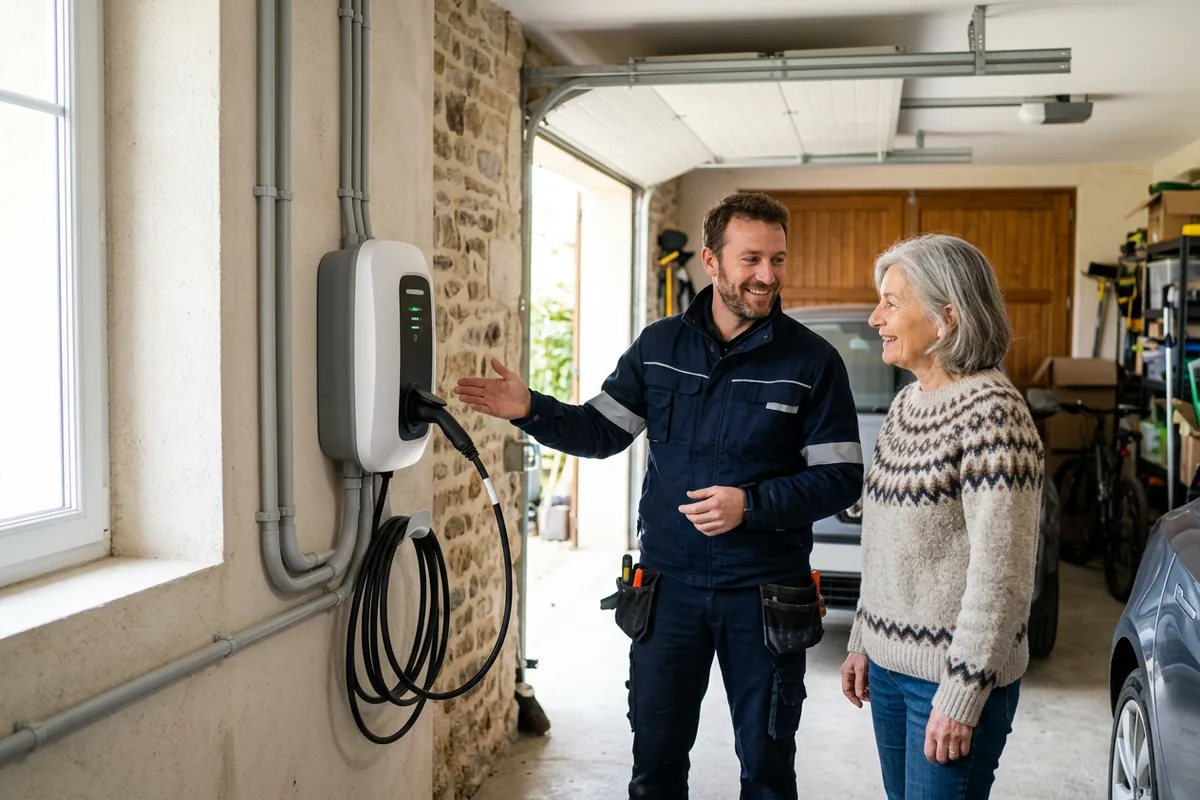 Mise en service et explication de la borne électrique à Yenne
